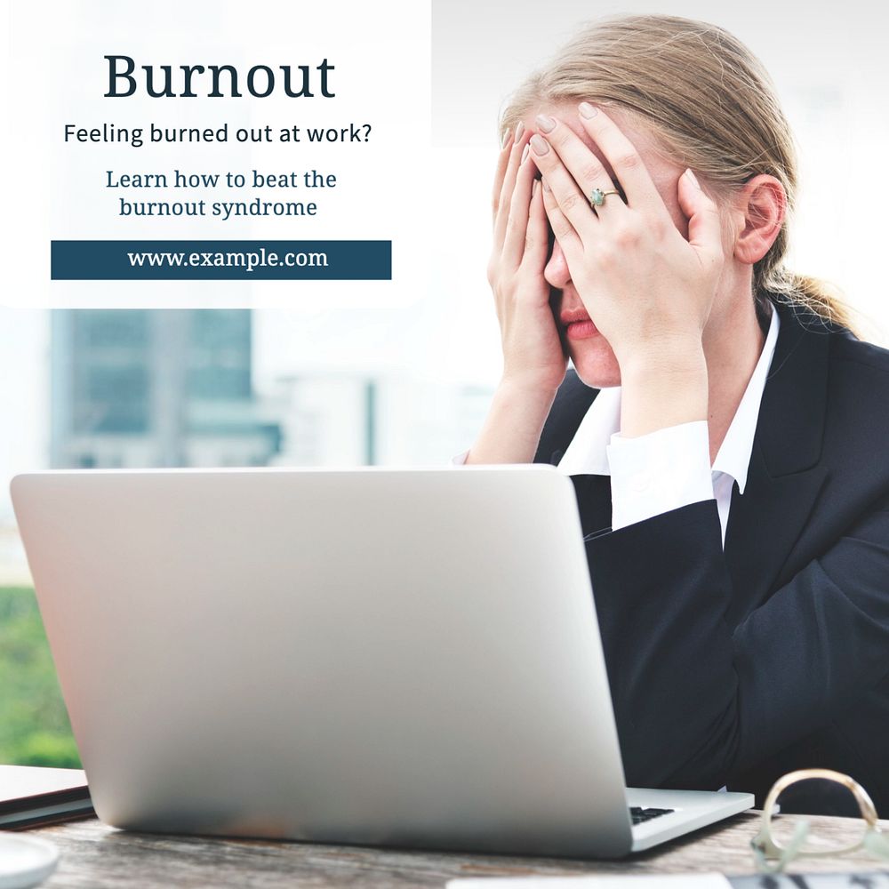 Burnout & stress Instagram post template, editable text