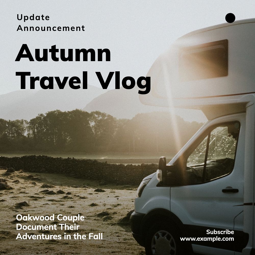 Autumn travel  Instagram post template, editable text