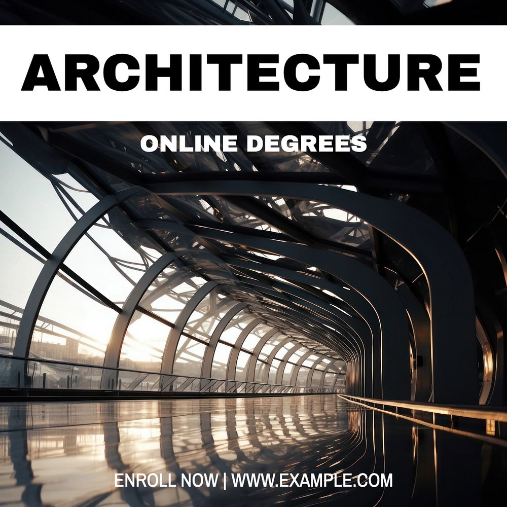 Architecture, online degrees Instagram post template, editable text