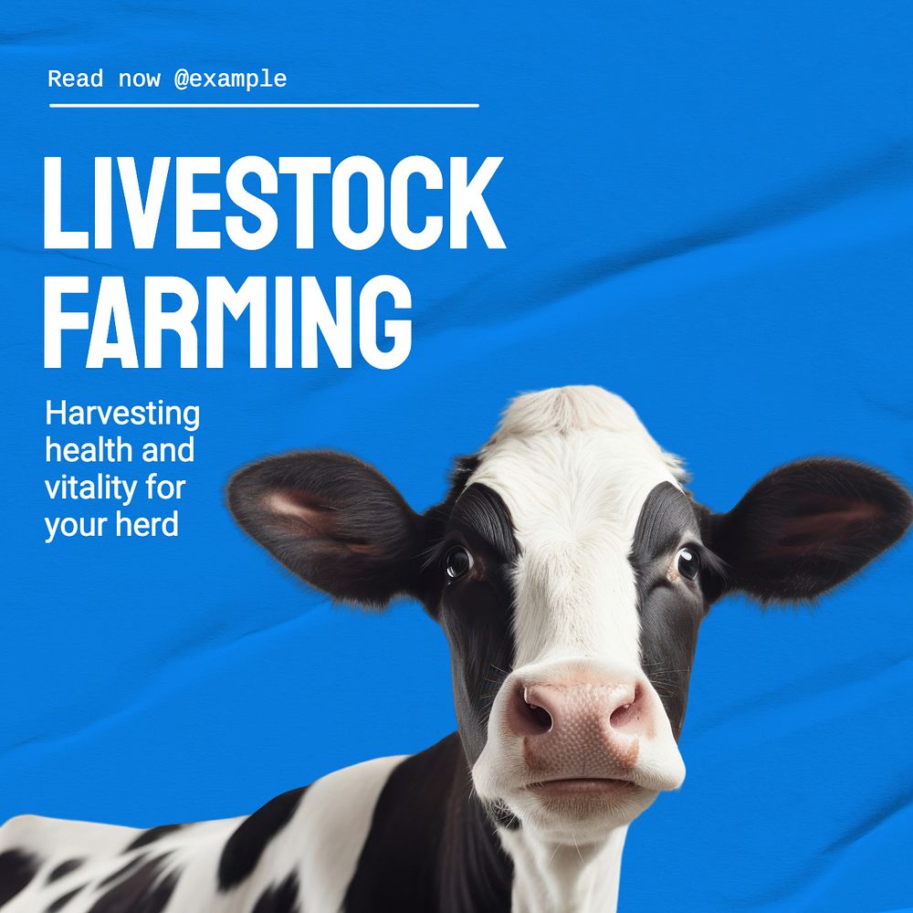 Livestock farming Instagram post template, editable text