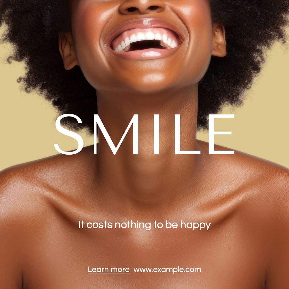 Happiness Instagram post template, editable text