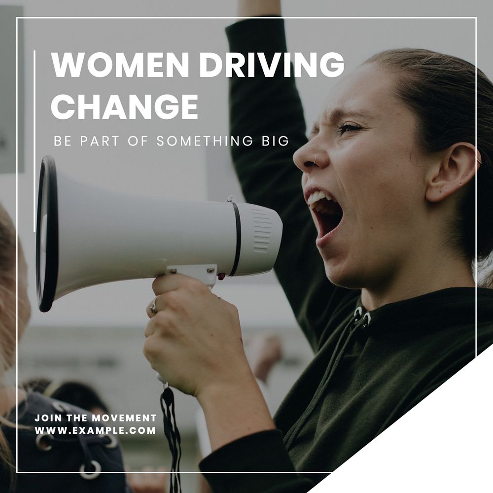 Women driving change  Instagram post template, editable text