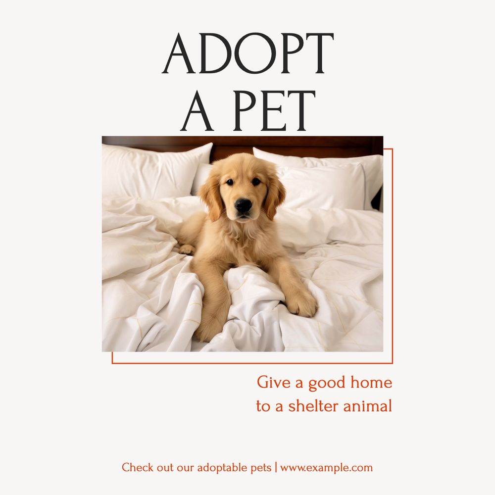 Adopt a pet Instagram post template, editable text