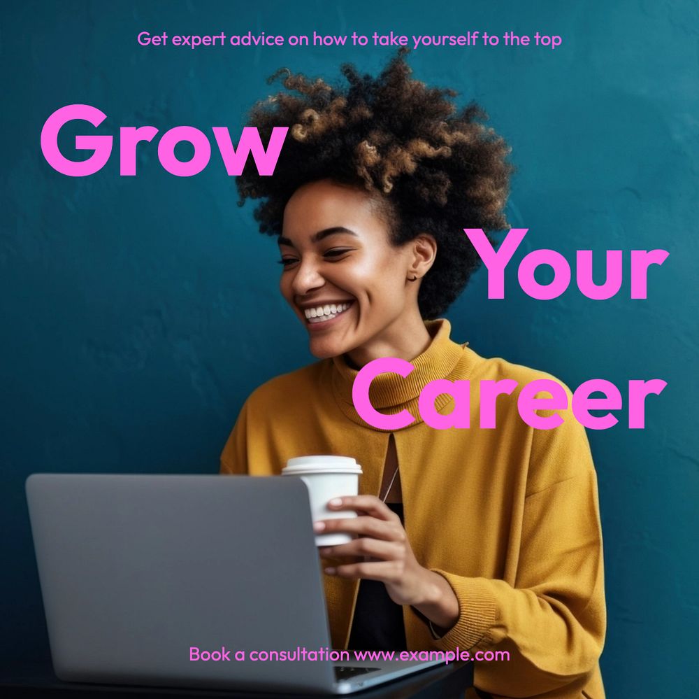 Grow your career Instagram post template, editable text