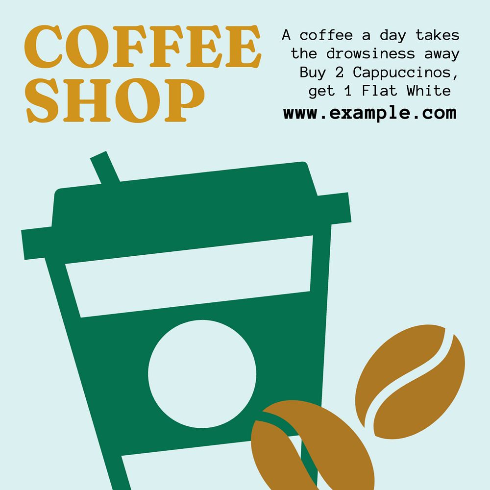 Coffee shop Instagram post template, editable text