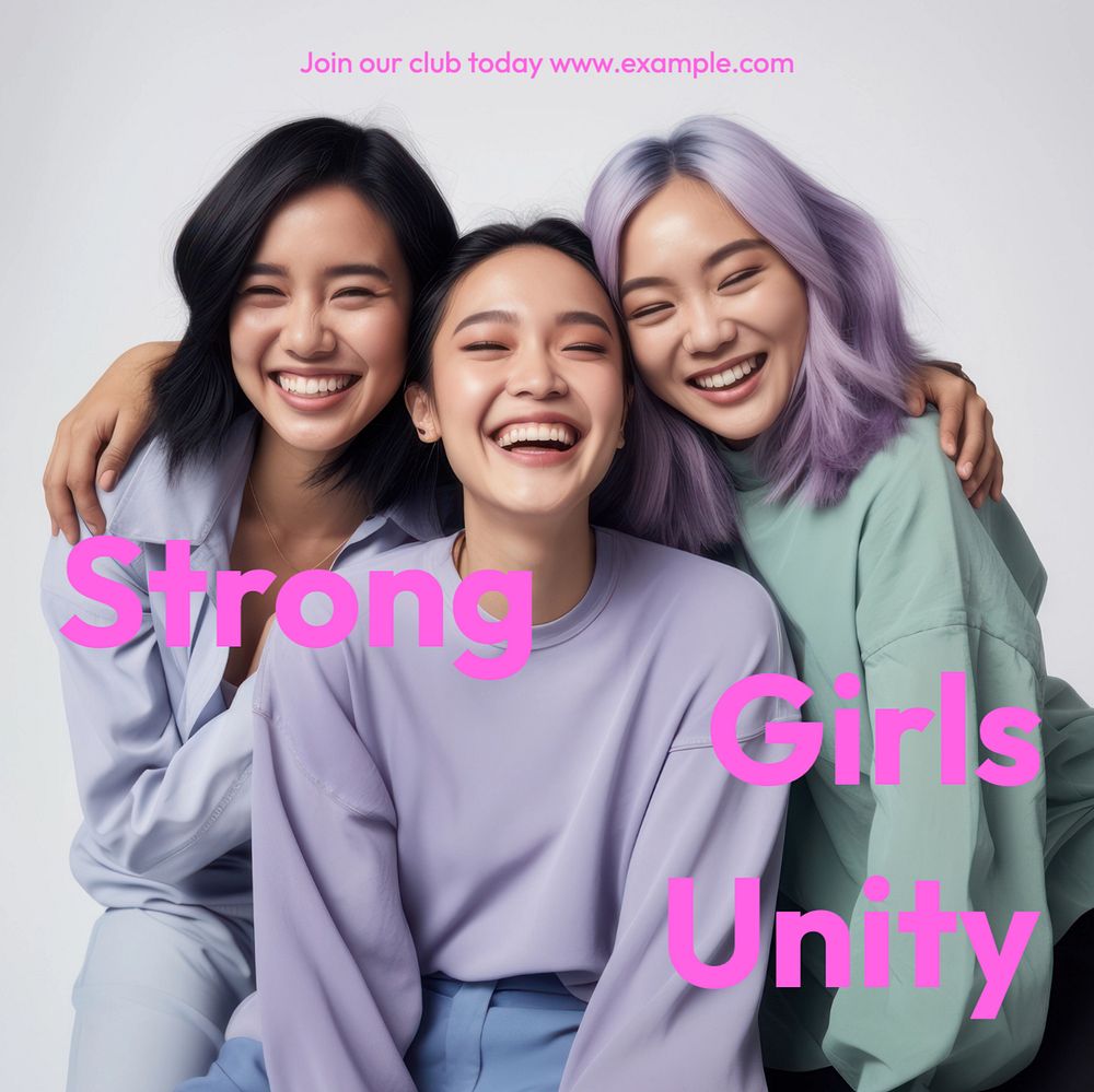 Strong girls united Instagram post template, editable text