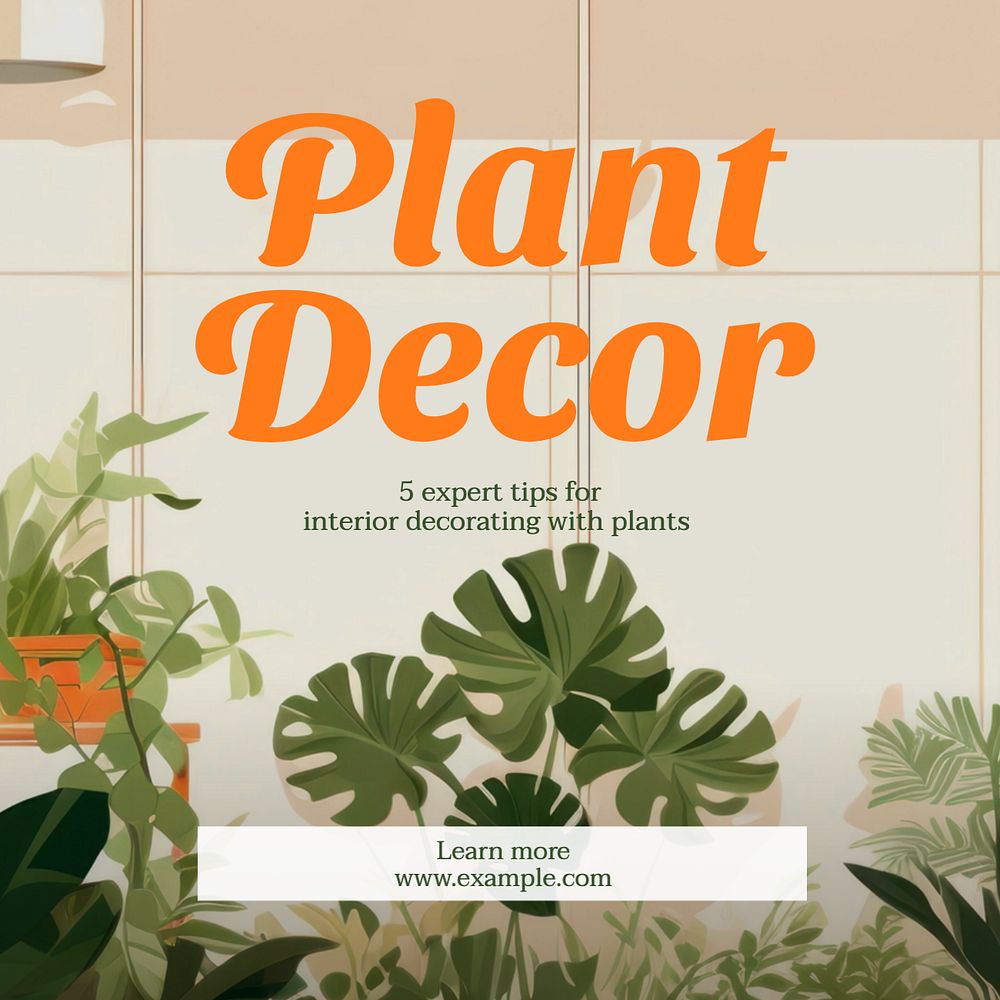 Plant decor Instagram post template, editable text