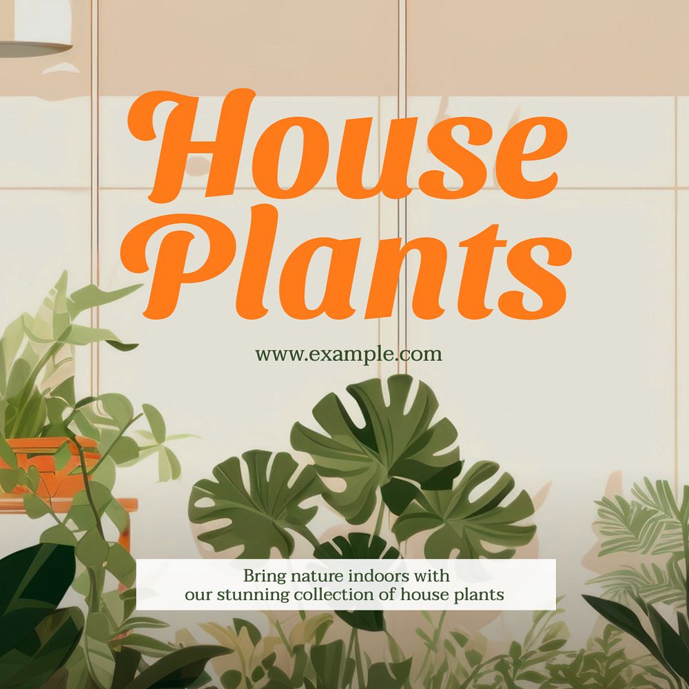 House plants Instagram post template, editable design