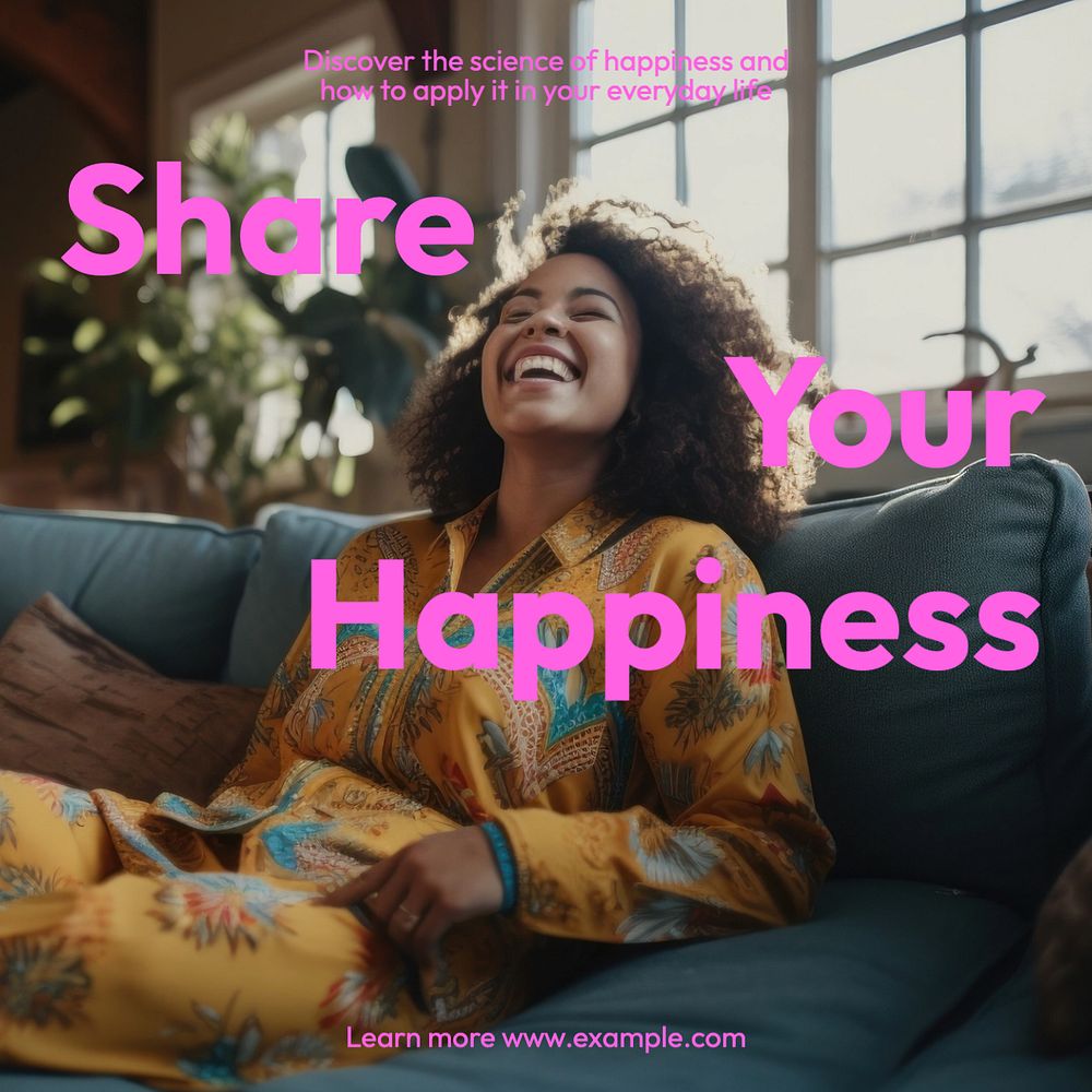 Share your happiness Instagram post template, editable text