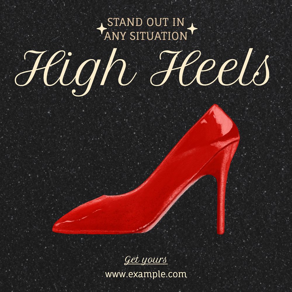 High heels Instagram post template, editable text