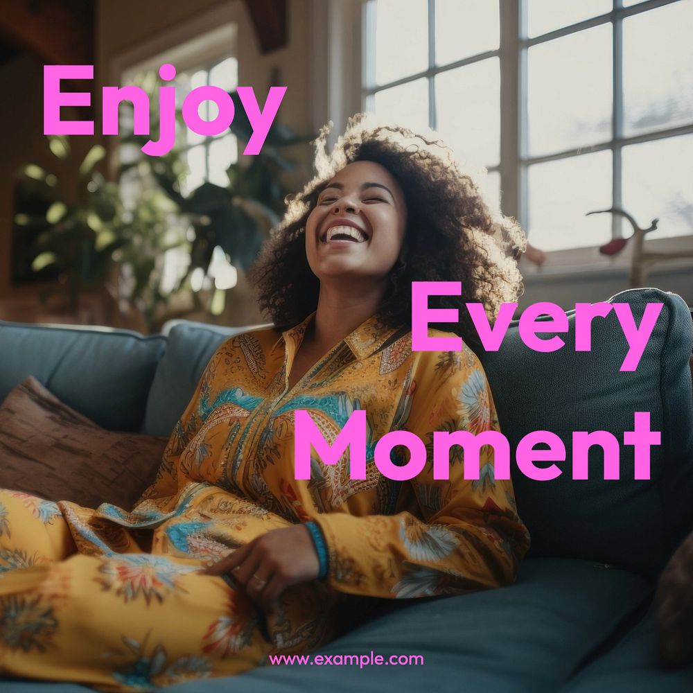 Enjoy every moment Instagram post template, editable text