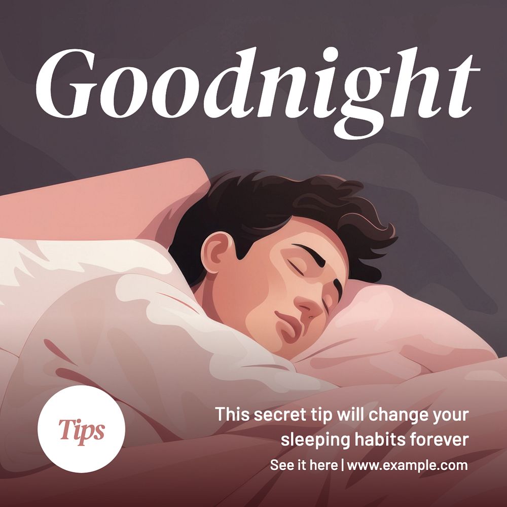 Good night Instagram post template, editable text