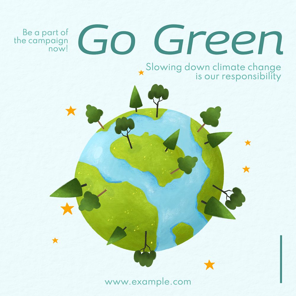 Go green Instagram post template, editable text