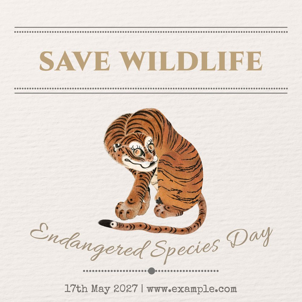 Save wildlife Instagram post template, editable text