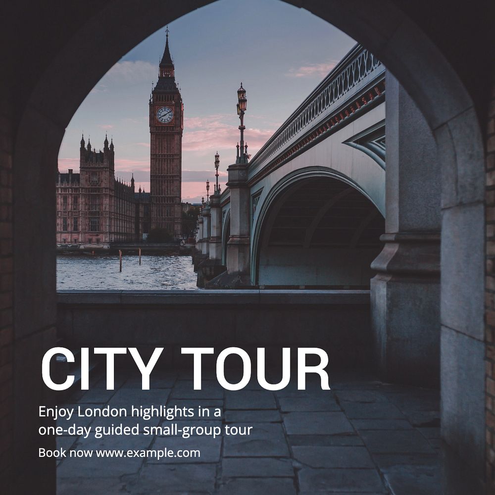 City tour  Instagram post template, editable text