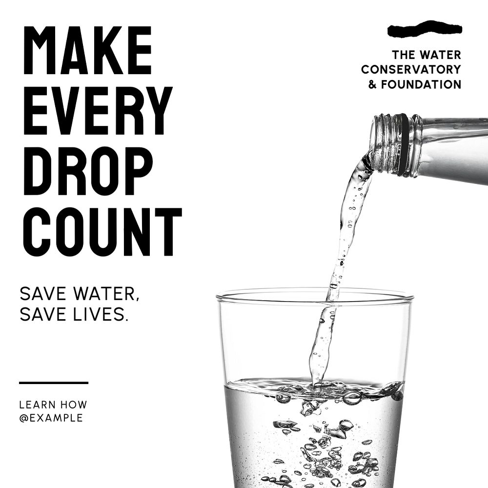 Save water Instagram post template, editable text