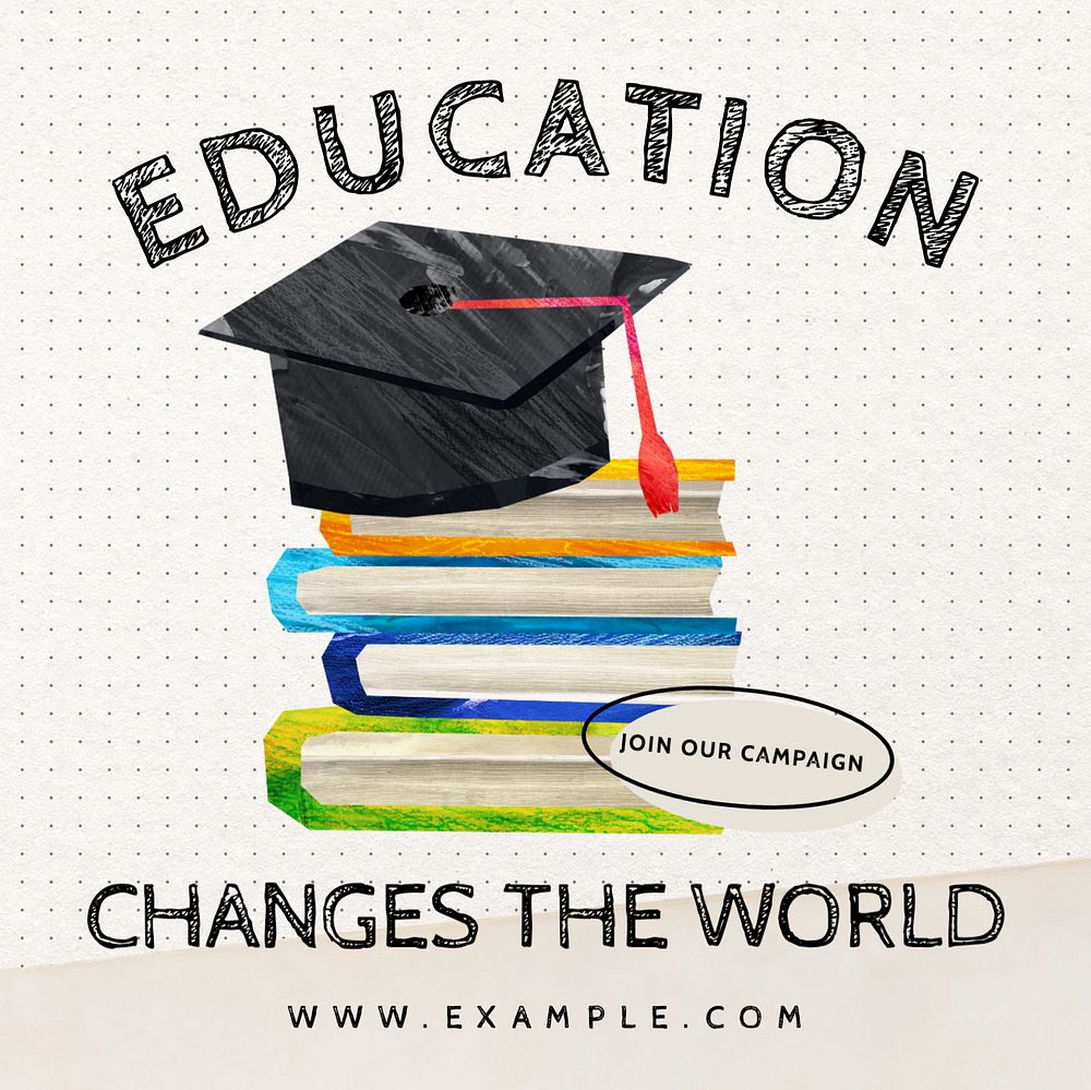 Education campaign Instagram post template, editable text