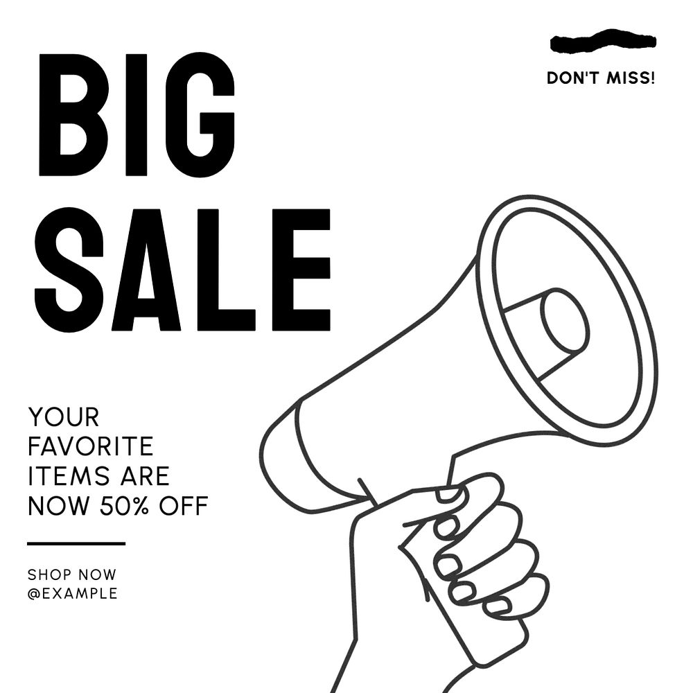 Big sale Instagram post template, editable text