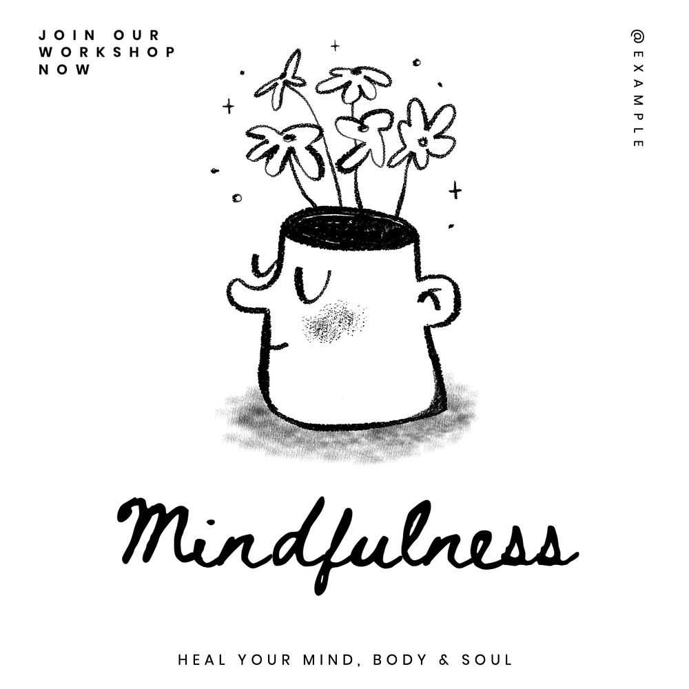 Mindfulness workshop Instagram post template, editable text