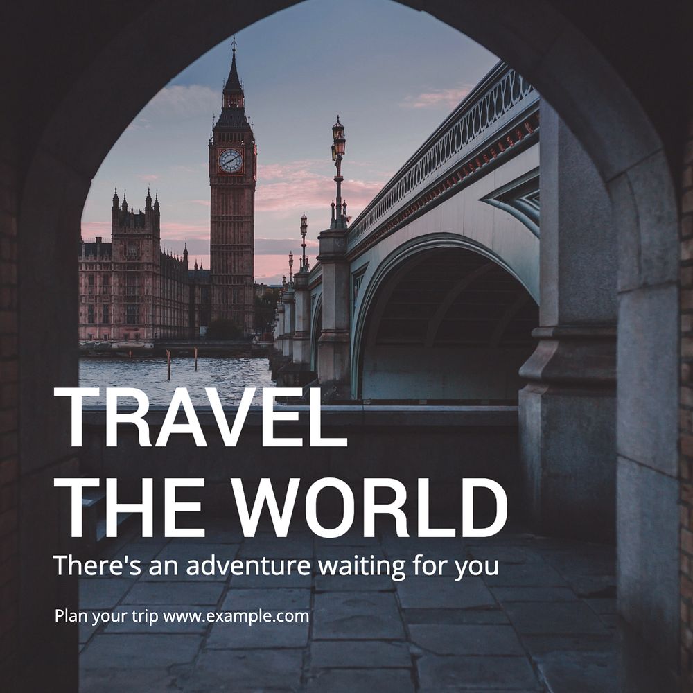 Travel the world  Instagram post template, editable text