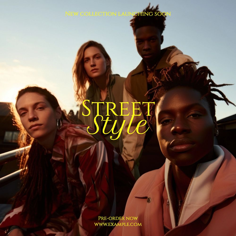 Street style Instagram post template, editable text