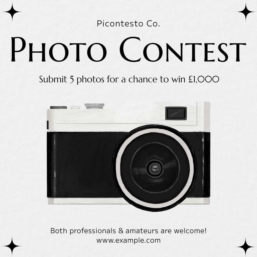 Photo contest Instagram post template, editable text