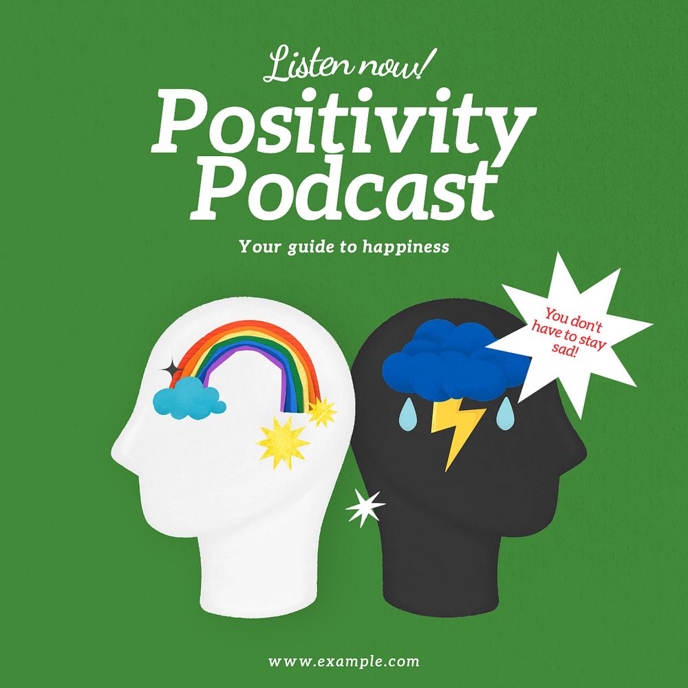 Positivity podcast Instagram post template, editable text