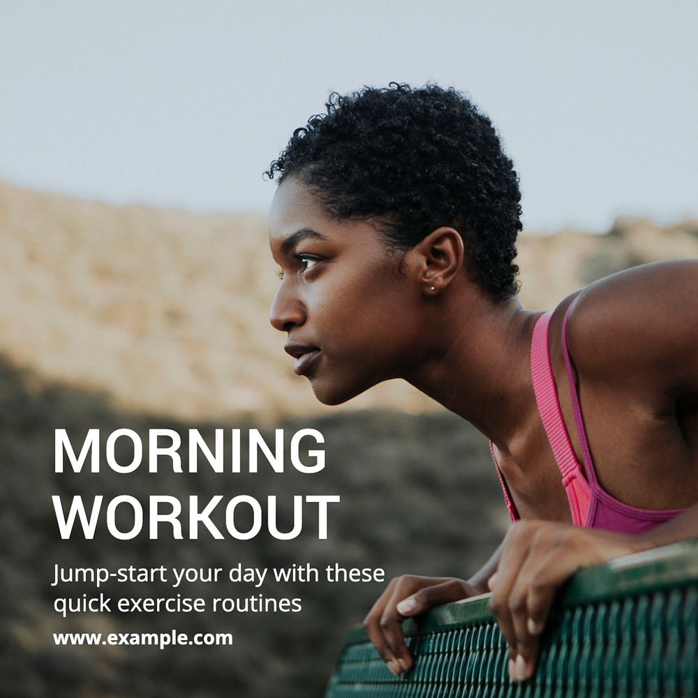 Morning workout routine  Instagram post template, editable text