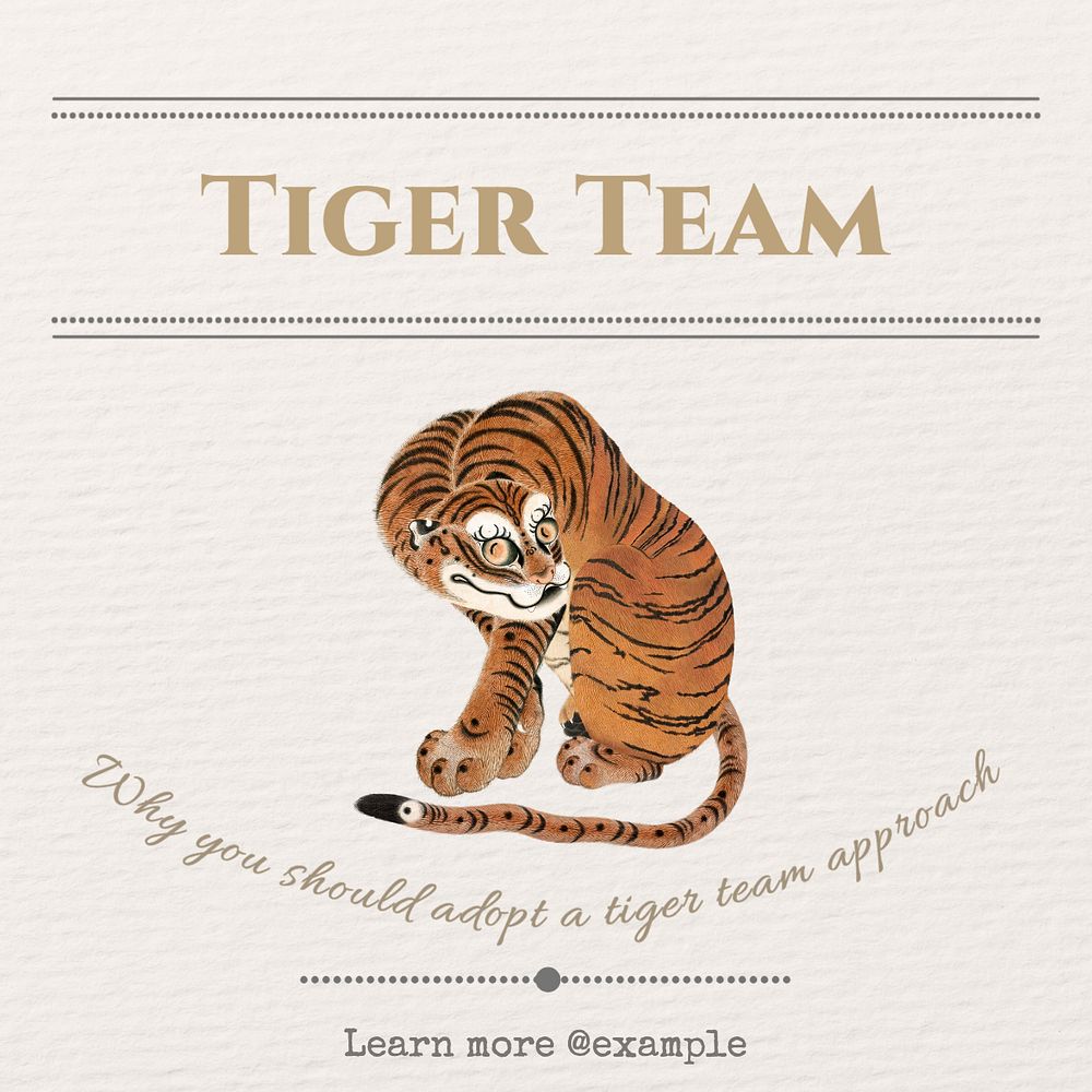 Tiger team Instagram post template, editable text