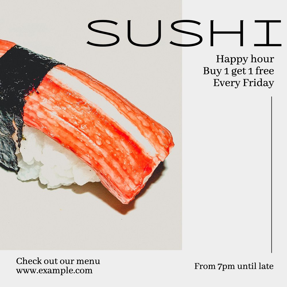 Sushi Instagram post template, editable text