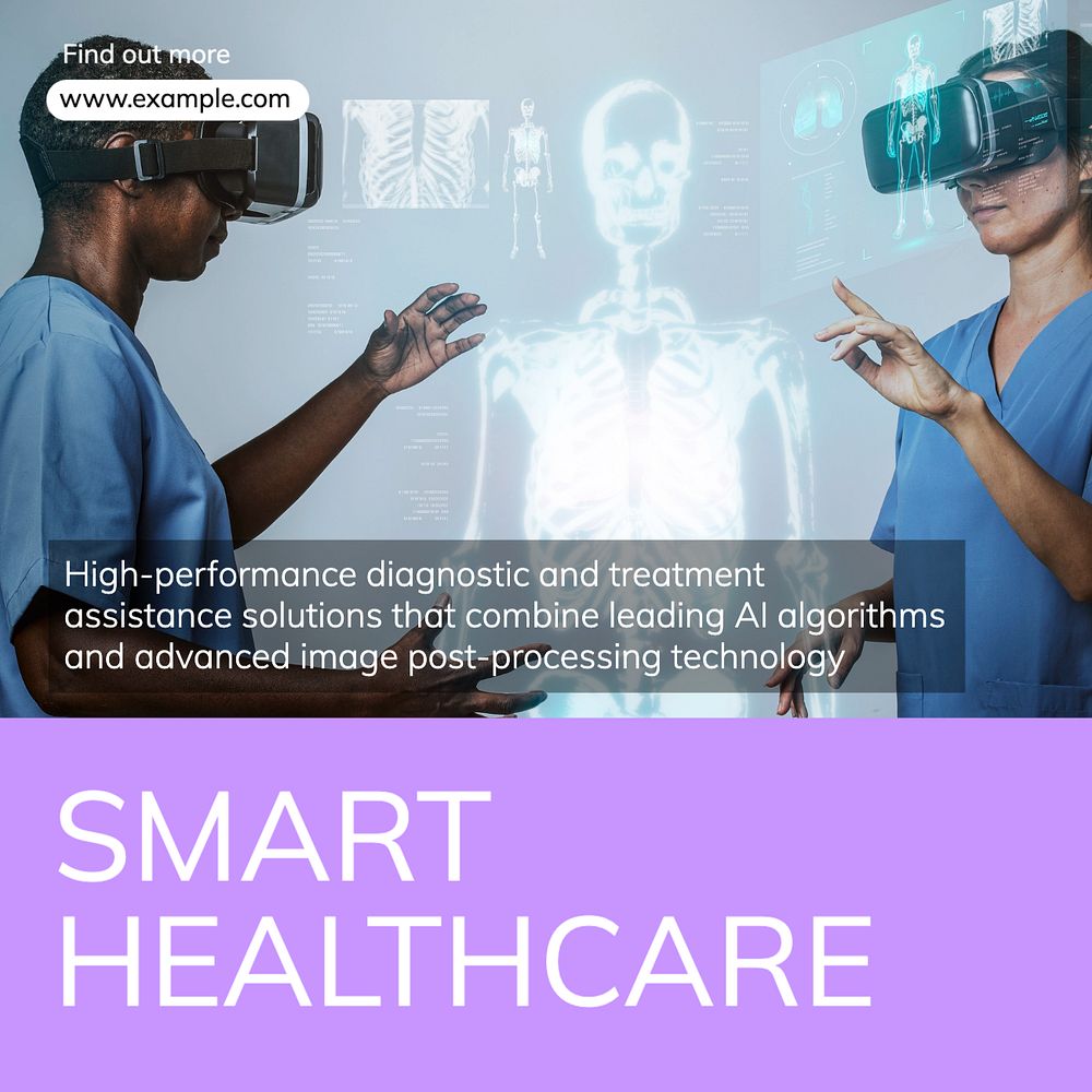 Smart healthcare Instagram post template, editable text