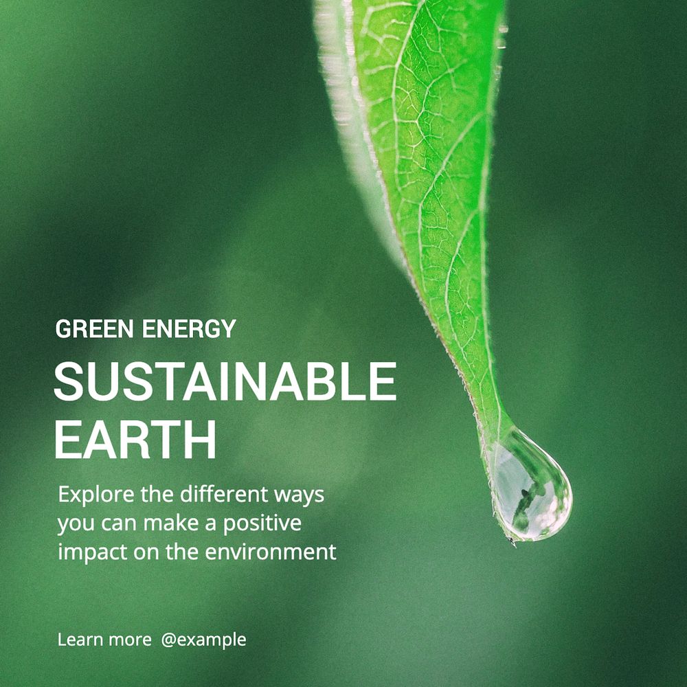 Sustainable earth  Instagram post template, editable text