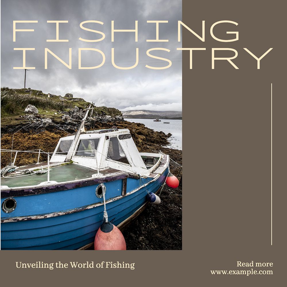 Fishing industry Instagram post template, editable text