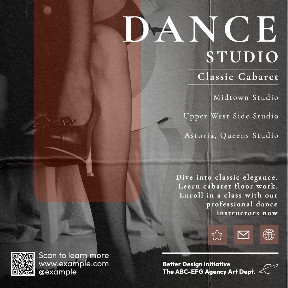 Dance studio Instagram post template, editable text