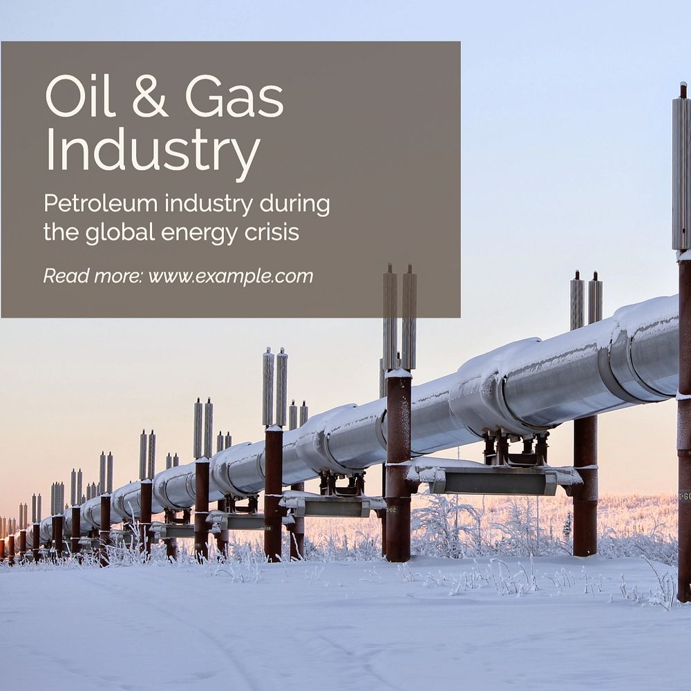 Oil & gas industry Instagram post template, editable text