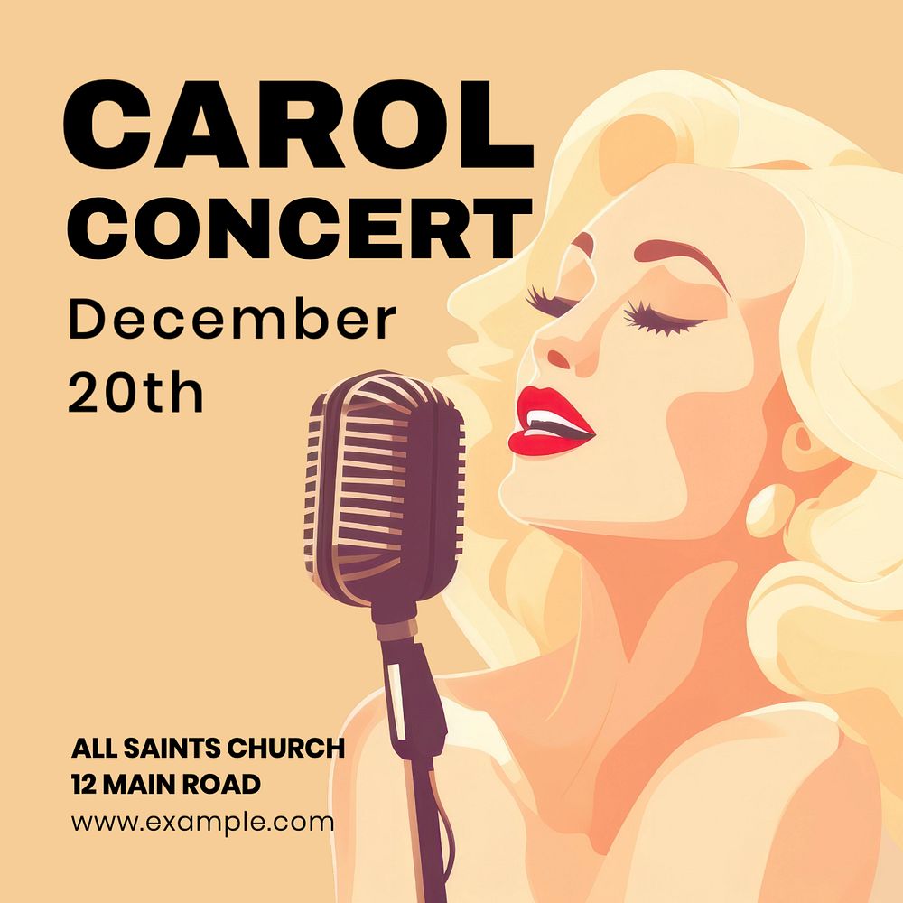 Carol concert Instagram post template, editable text