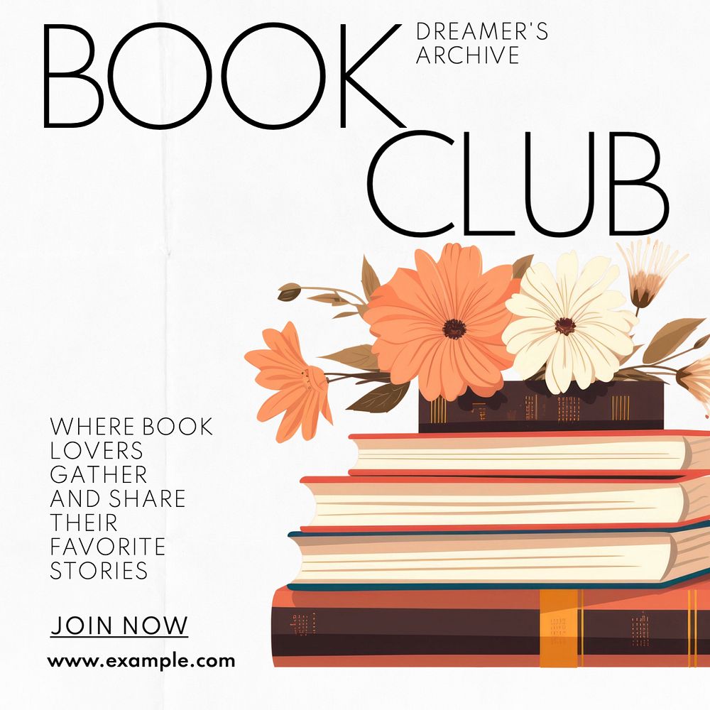 Book club Instagram post template, editable text