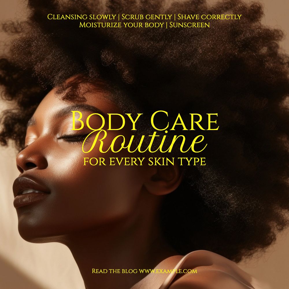 Body care routine Instagram post template, editable text