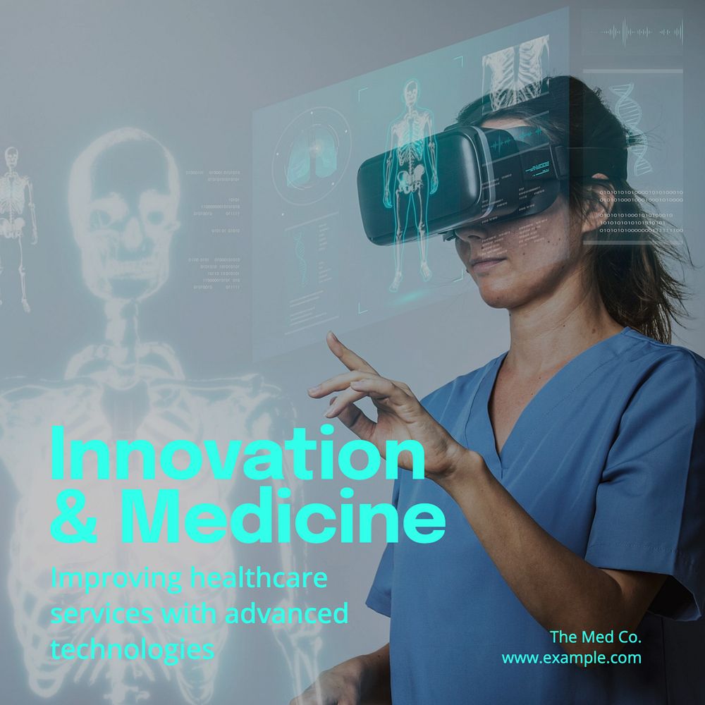 Innovation & medicine  Instagram post template, editable text