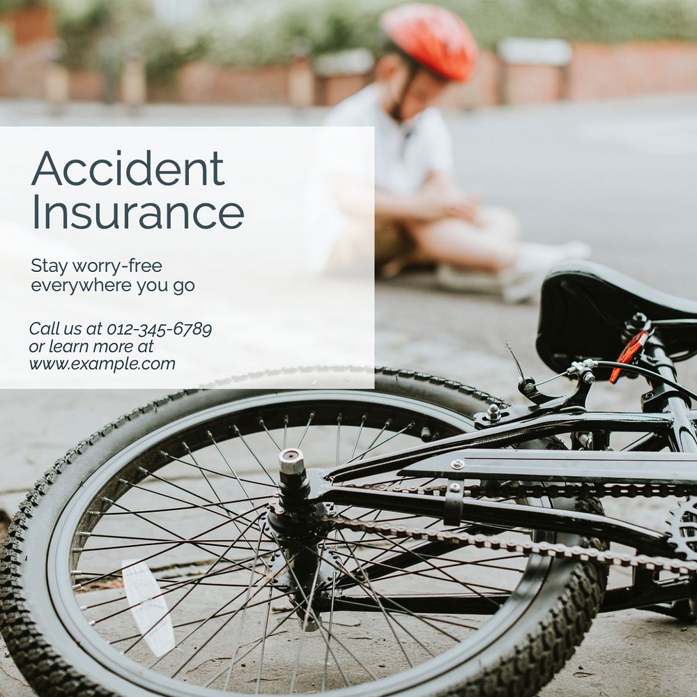 Accident insurance Instagram post template, editable text