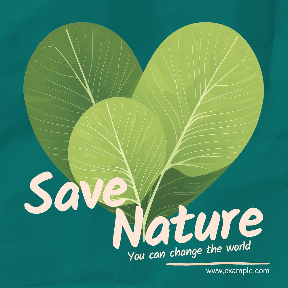 Save nature Instagram post template, editable text