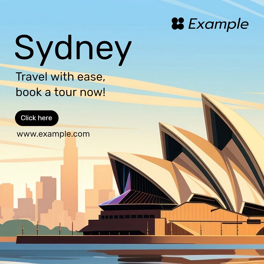 Sydney travel Instagram post template, editable text