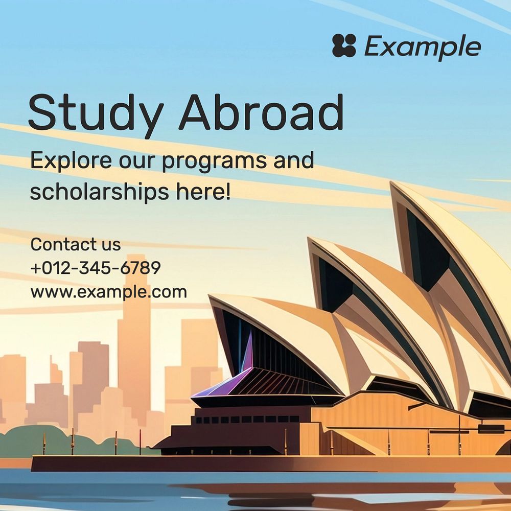 Study abroad Instagram post template, editable text