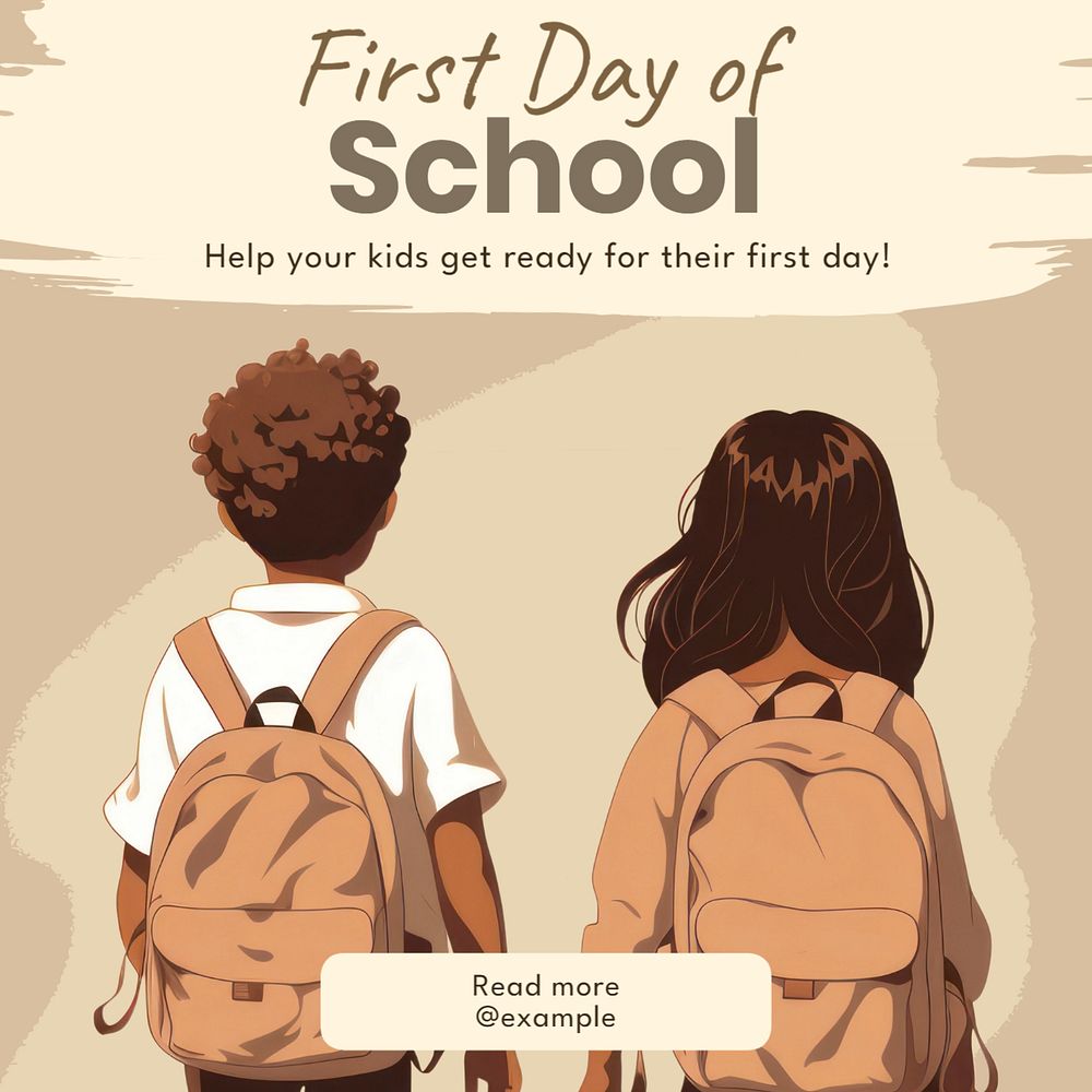 First school day Instagram post template, editable text