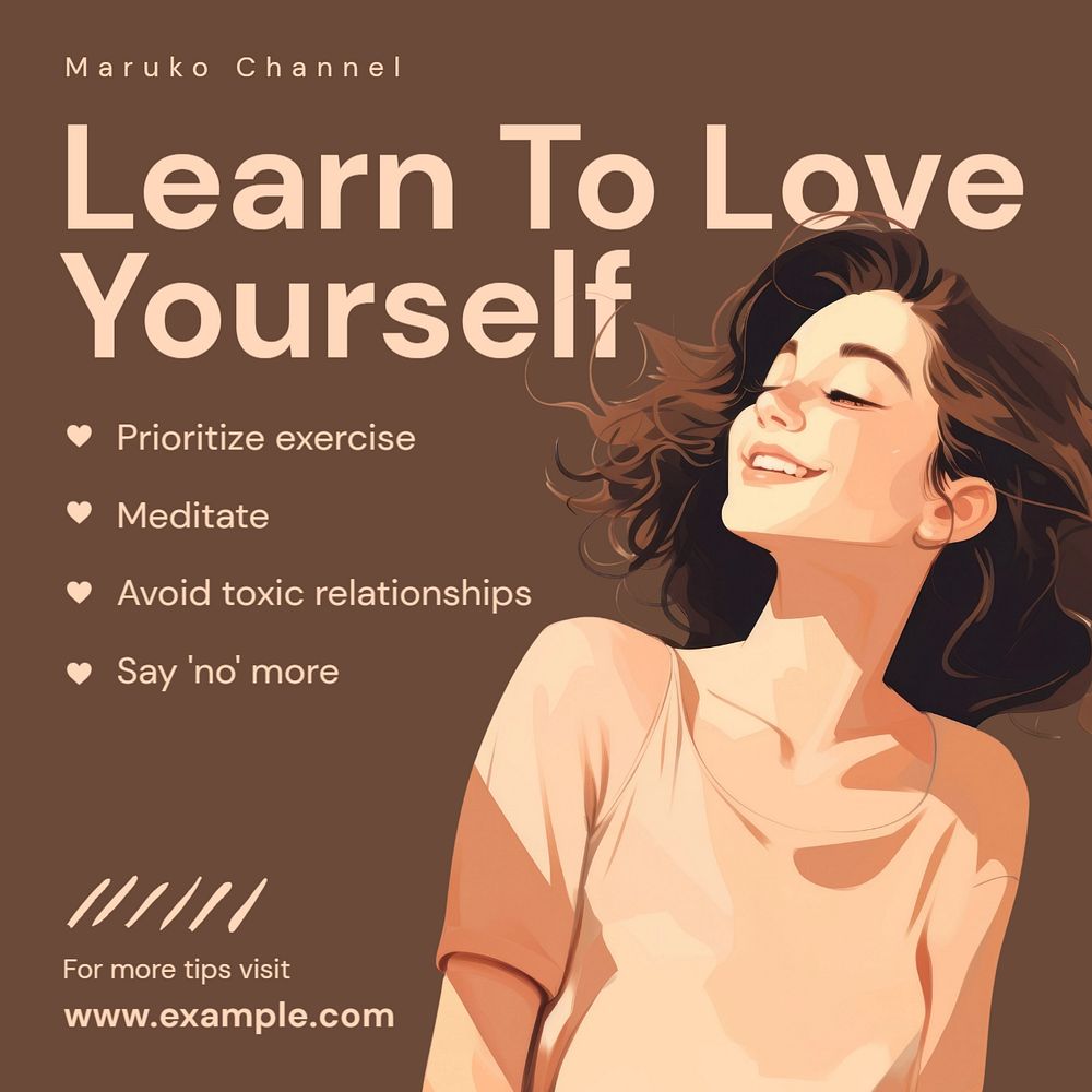 Love yourself Instagram post template, editable text