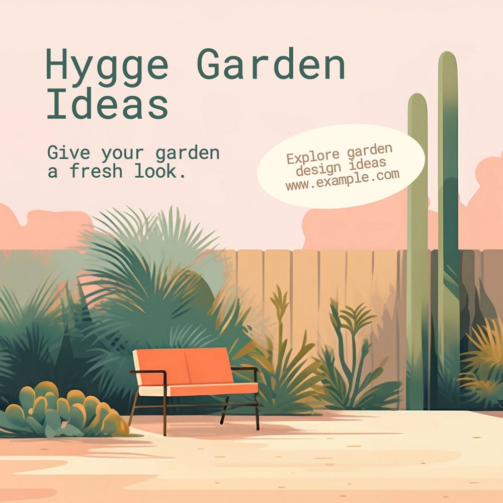 Hygge garden Instagram post template, editable text