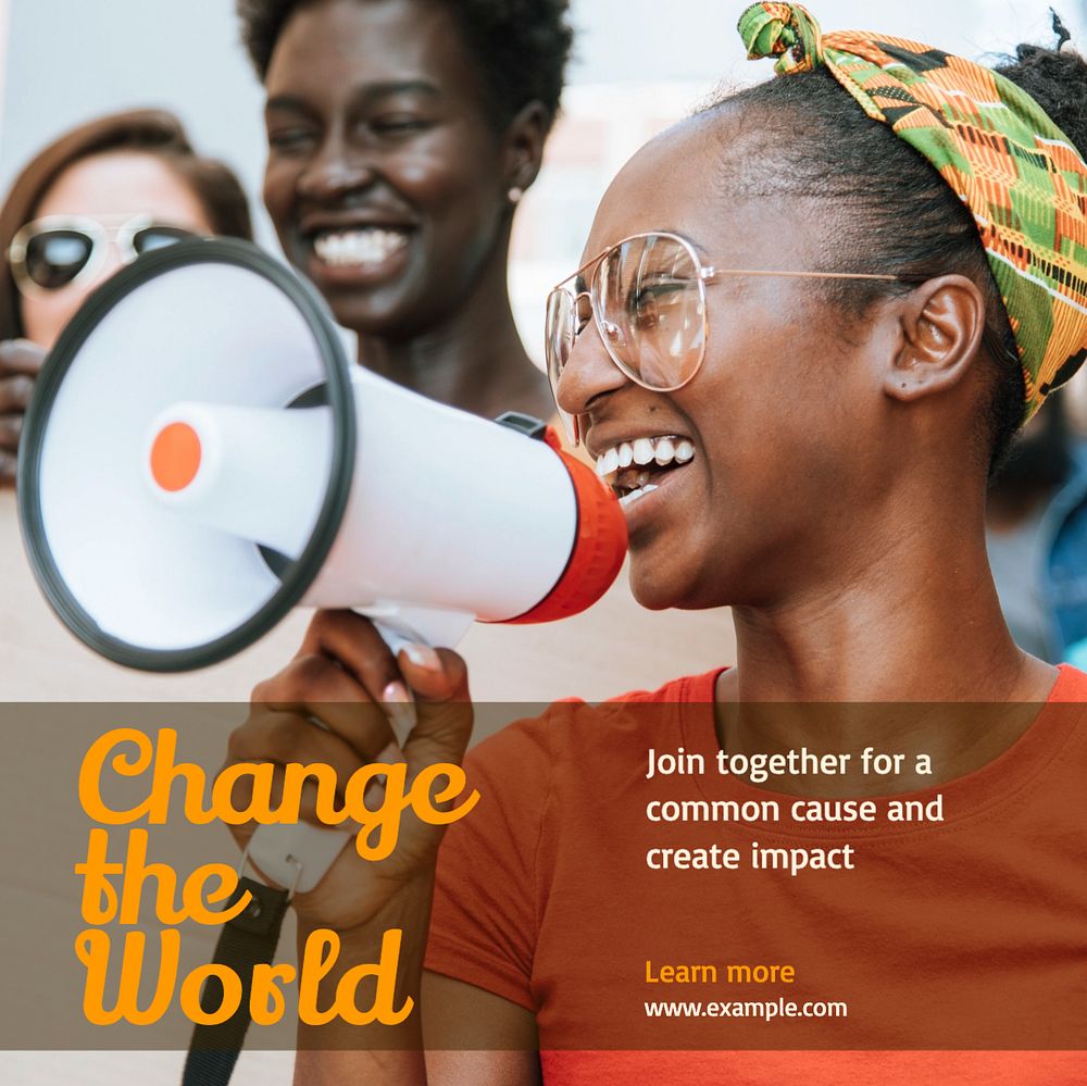 Change the world Instagram post template, editable text