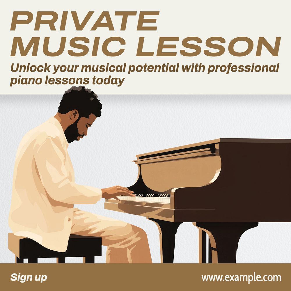 Private music lesson Instagram post template, editable text