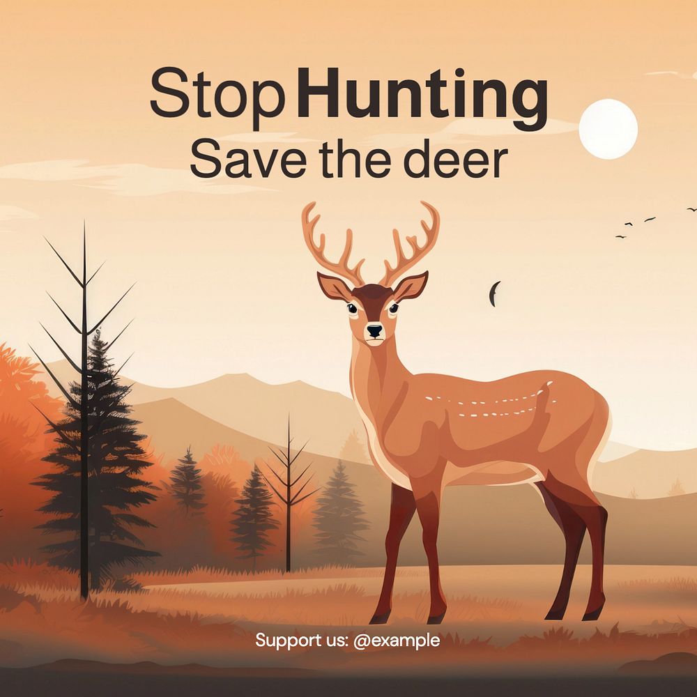 Stop hunting Instagram post template, editable text