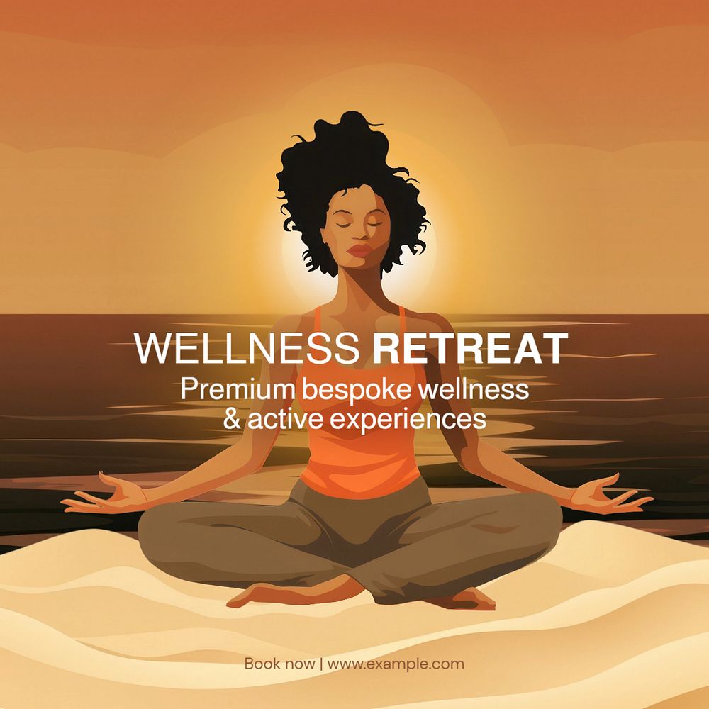 Wellness retreat Instagram post template, editable text